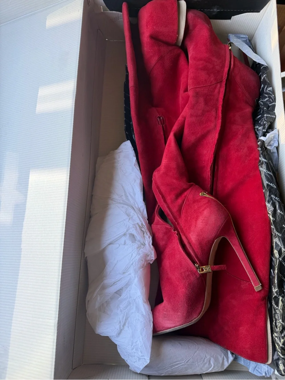 Marciano Red Suede Over the Knee boots 40
